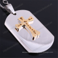 Stainless Steel Dog Tag Pendant with Cross and Prayer (IO-st252)